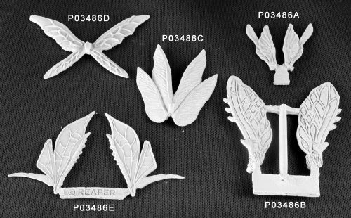Reaper Miniatures Fairy Wings (5 Sets) #03486 Unpainted Metal Figure Components