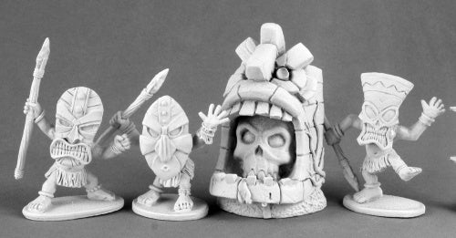 Reaper Miniatures Unpainted Evil Shrine & Pygmy Savages 4P 03497 Dark Heaven