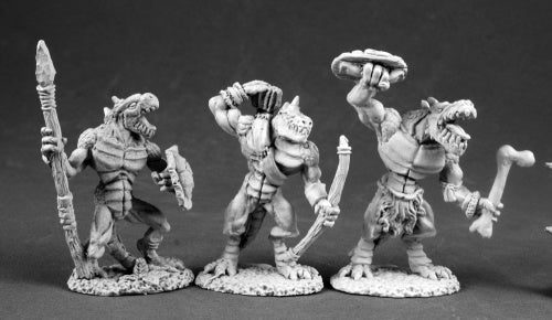 Reaper Miniatures Lizardmen I (3 Pcs) #03551 Dark Heaven Unpainted Metal