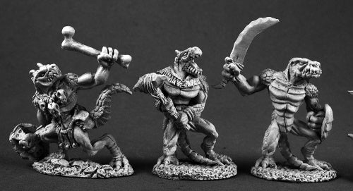 Reaper Miniatures Lizardmen II (3 Pcs) #03558 Dark Heaven Unpainted Metal