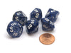 Pack of 6 Tens D10 10-Sided Glitter Dice - Blue with White Numbers
