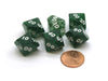 Pack of 6 Tens D10 10-Sided Glitter Dice - Green with White Numbers