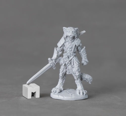 Reaper Miniatures Mal, Catfolk Warrior #03893 Dark Heaven Unpainted Metal Figure