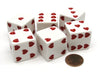Pack of 6 Heart Pip D6 25mm Large Jumbo Love Dice - White with Red Hearts