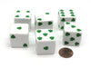 Pack of 6 Shamrock D6 25mm Large Jumbo Dice - White with Green Pips