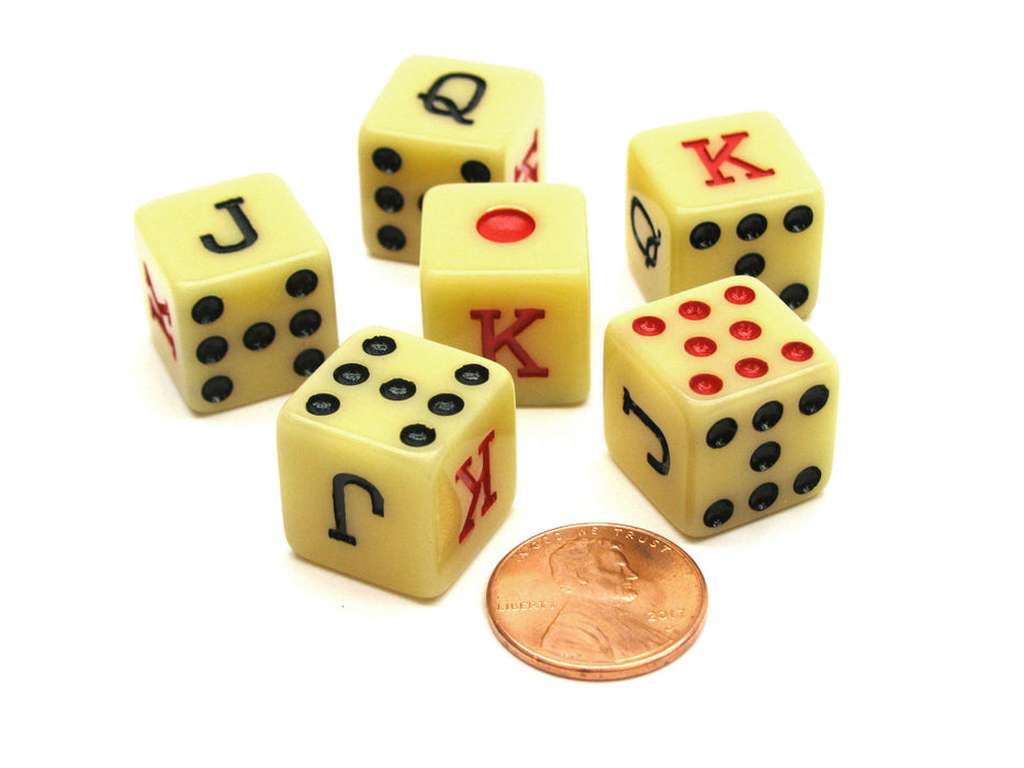 Pack of 6 Opaque 16mm D6 Spanish Poker - Ivory