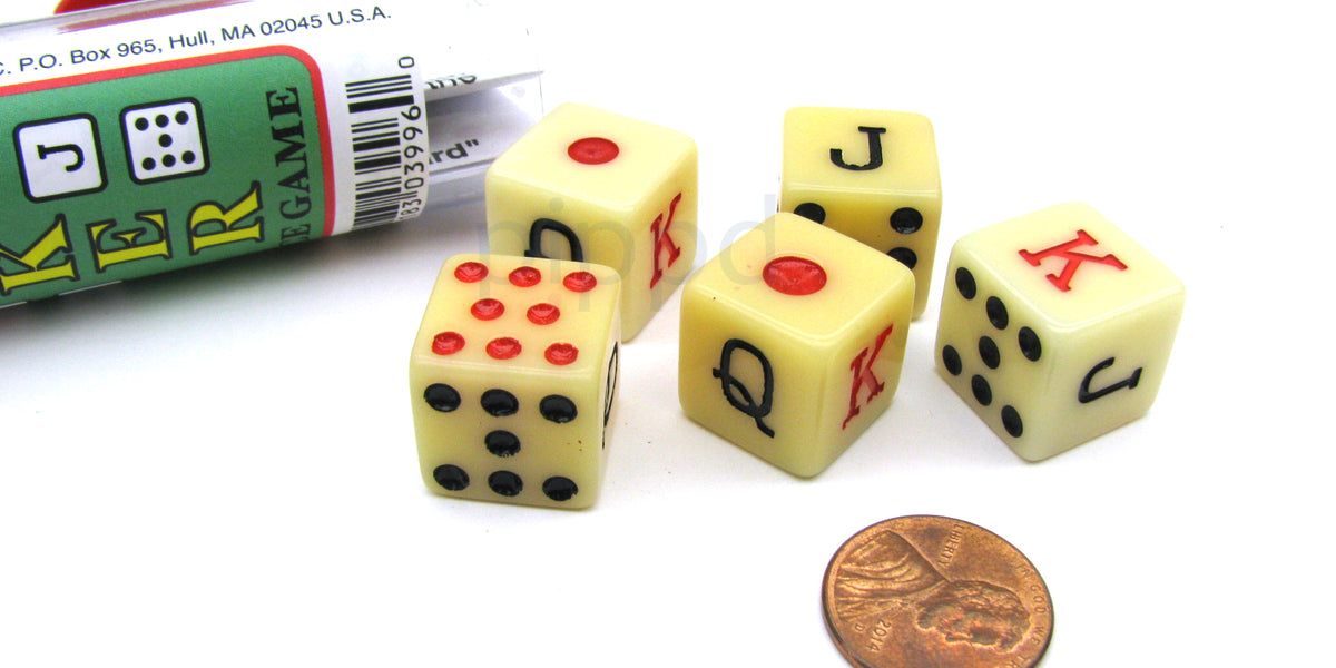 Spanish Poker Dice Game with 5 Dice Travel Tube and Gaming — Pippd