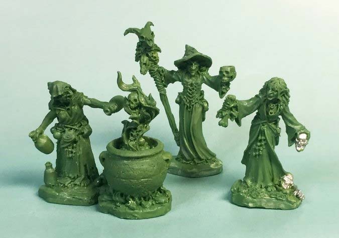 Reaper Miniatures Witch Coven (3) and Cauldron #04030 Unpainted Metal Figures