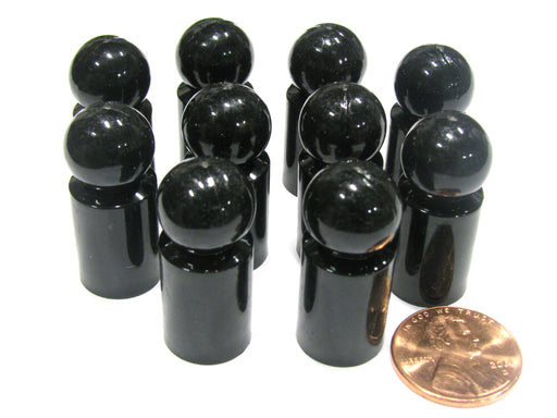 Set of 10 Ball Pawns 30mm Peg Pieces for Board Game Play - Black