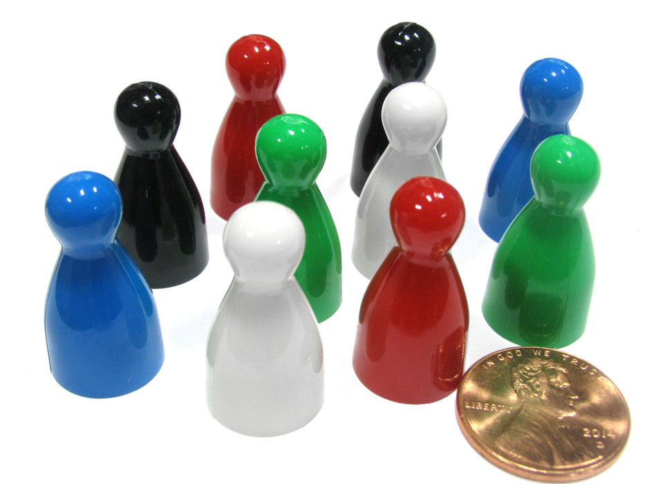 Set of 10 Halma Pawns 25mm - 2 Each of Black Blue Green Red White
