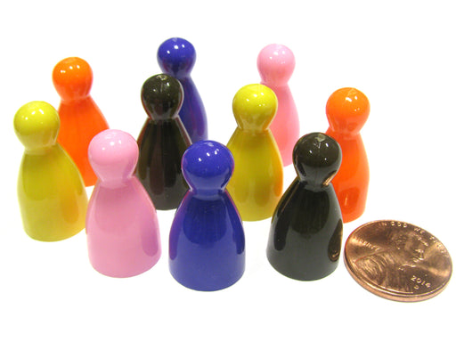 Set of 10 Halma Pawns 25mm - 2 Each of Brown Yellow Orange Purple Pink