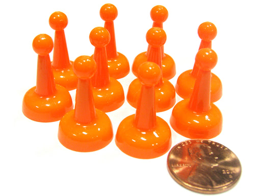 Set of 10 Standard Pawns 25mm Peg Pieces for Board Game Play - Orange