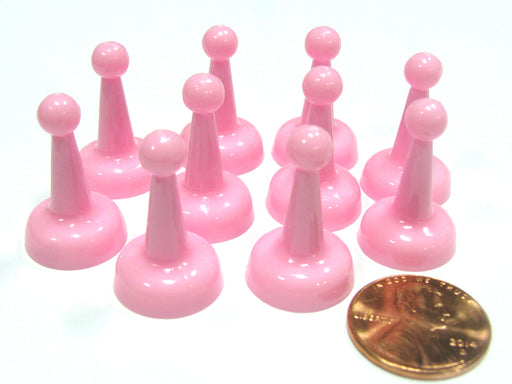 Set of 10 Standard Pawns 25mm Peg Pieces for Board Game Play - Pink