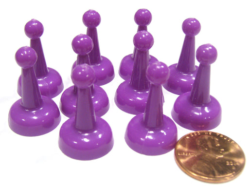 Set of 10 Standard Pawns 25mm Peg Pieces for Board Game Play - Purple
