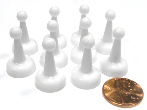 Set of 10 Standard Pawns 25mm Peg Pieces for Board Game Play - White
