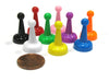 Set of 9 Standard Pawns 25mm Peg Pieces for Board Game Play - Assorted Colors