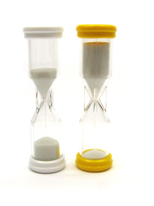Koplow Games 1 Minute and 3 Minute Sandtimer Set - White and Yellow Caps
