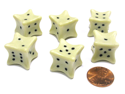 Set of 6 Six D6 6 Sided 18mm Bone Dice - RPG D&D Board Game Roll Dem Bones