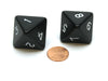 Pack of 2 D8 Opaque Jumbo Dice - Black with White Numbers