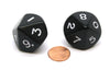 Pack of 2 D10 Opaque Jumbo Dice - Black with White Numbers