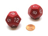 Pack of 2 D12 Opaque 30mm Jumbo Dice - Red with White Numbers