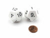 Pack of 2 D12 Opaque 30mm Jumbo Dice - White with Black Numbers