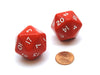 Pack of 2 D20 Opaque 29mm Jumbo Dice - Red with White Numbers