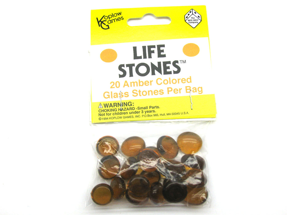 Pack of 20 Life Stone Gaming Glass Stones - Amber