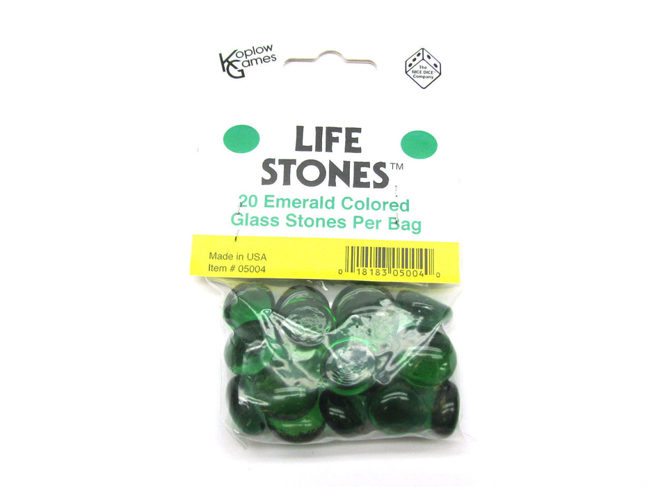 Pack of 20 Life Stone Gaming Glass Stones - Emerald