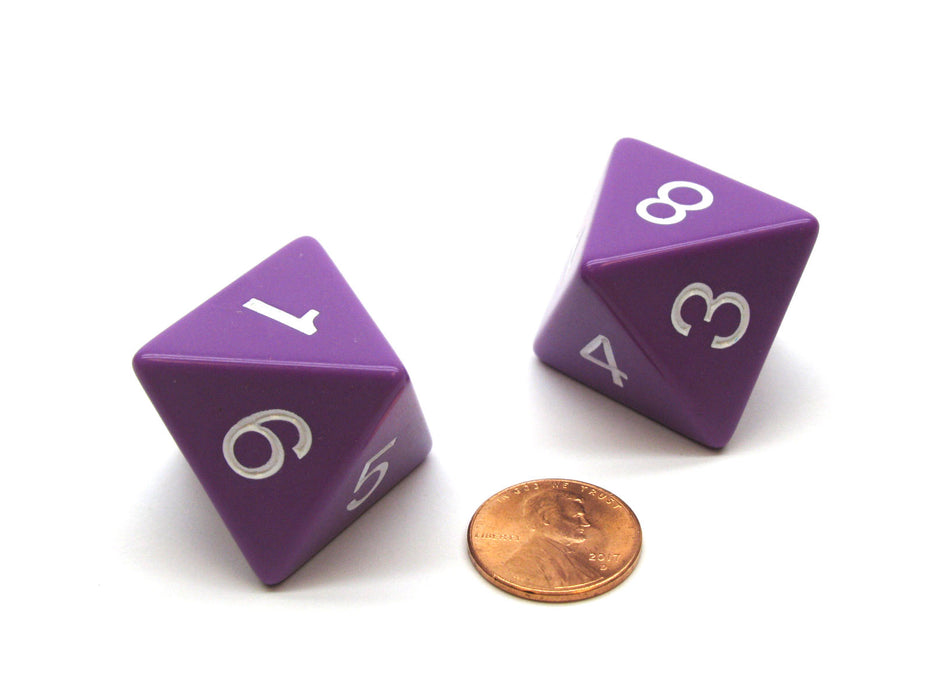 Pack of 2 D8 Opaque Jumbo Dice - Purple with White