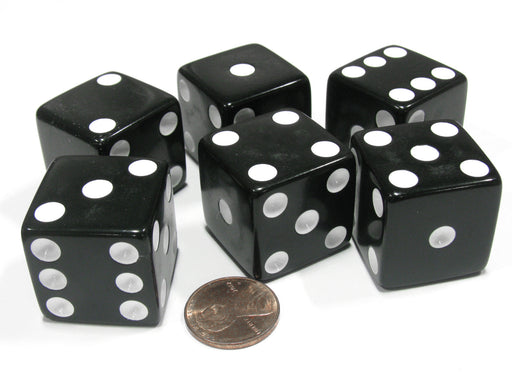 White Opaque Blank Dice with No Pips D6 19mm (3/4in) Pack of 6 Koplow Games