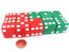 Set of 10 D6 25mm Large Opaque Jumbo Christmas Dice - 5 Each of Red and Green