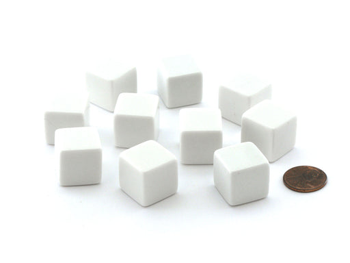 Pack of 10 Blank 19mm Dice Cubes - White