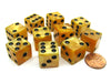 Set of 10 D6 16mm Marbleized Square Corner Dice - Gold with Black Pips