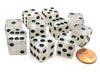 Set of 10 D6 16mm Marbleized Square Corner Dice - Pearl White with Black Pips