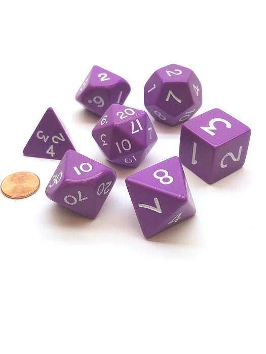 Jumbo Polyhedral 7-Die Dice Set 23mm-29mm-Purple with White Numbers
