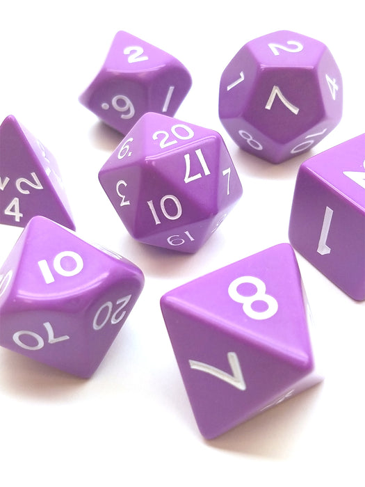 Jumbo Polyhedral 7-Die Dice Set 23mm-29mm-Purple with White Numbers