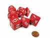Jumbo Polyhedral 7-Die Dice Set 23mm-29mm - Red with White Numbers