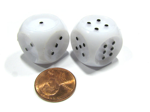 Set of 2 20mm Tactile Dice for the Seeing Impaired - White with Black Pips