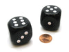 Pack of 2 Large 32mm Round Corner Opaque Dice - Black with White