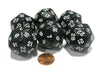 Set of 6 Triantakohedron D30 30 Sided 33mm Jumbo Dice - Black w White Numbers