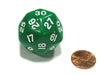 Triantakohedron D30 30 Sided 33mm Jumbo RPG Gaming Dice - Green w White Number