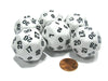 Set of 6 Triantakohedron D30 30 Sided 33mm Jumbo Dice - White w Black Numbers