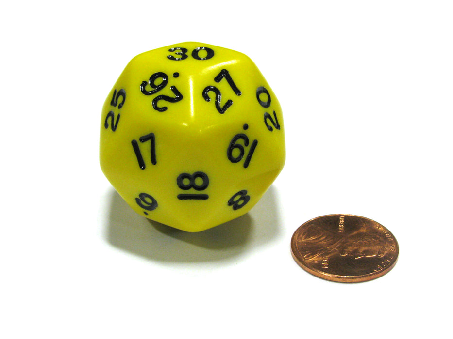 Triantakohedron D30 30 Sided 33mm Jumbo RPG Gaming Dice - Yellow w Black Number