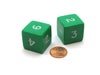 Pack of 2 D6 6 Sided Jumbo Opaque Dice - Green with White