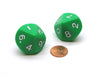 Pack of 2 D10 10 Sided Jumbo Opaque Dice - Green with White
