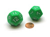 Pack of 2 D12 12-Sided 29mm Jumbo Opaque Dice - Green with White