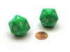 Pack of 2 D20 20 Sided Jumbo Opaque Dice - Green with White
