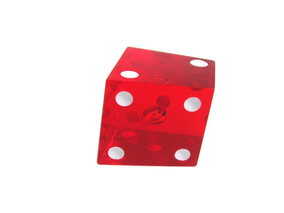 Pair of Red 20-25mm 6 Sided Transparent Specialty Crooked Dice Fun Askew Die