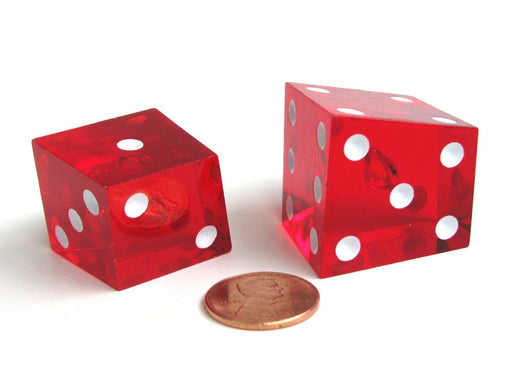 Pair of Red 20-25mm 6 Sided Transparent Specialty Crooked Dice Fun Askew Die